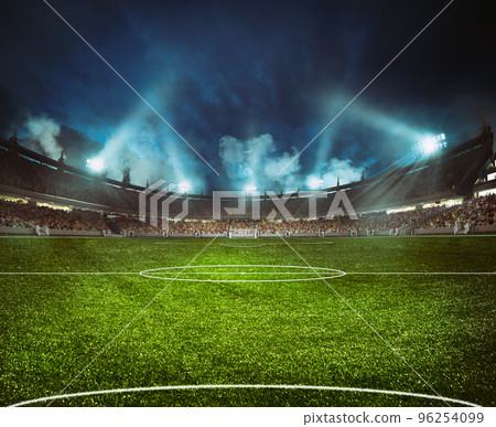 Football stadium with the stands full of fans waiting for the night game 96254099