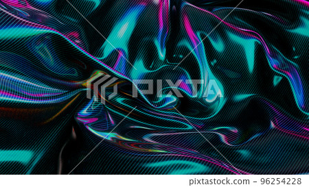 Dark neon colored cloth piece of blowing fabric background 3d render Dark neon colored cloth piece of blowing fabric background 3d render 96254228
