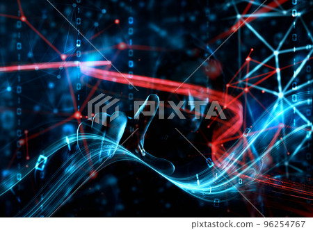 Concept of safety with hacker in a dark environment with digital and network effects Concept of safety with hacker in a dark environment with digital and network effects 96254767