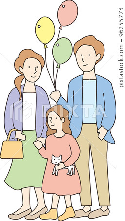 With balloons and family line 96255773