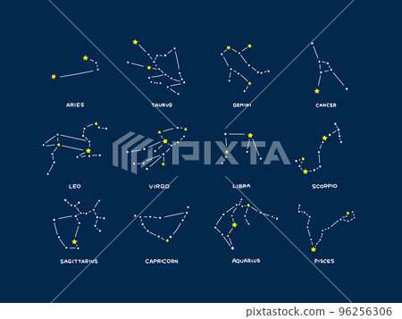 Gold and white simple 12 constellations 96256306