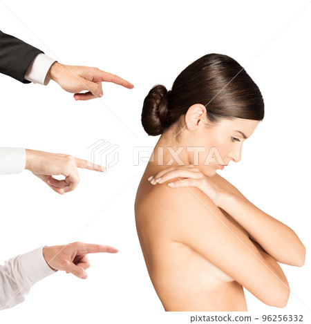 Woman ashamed by people 96256332