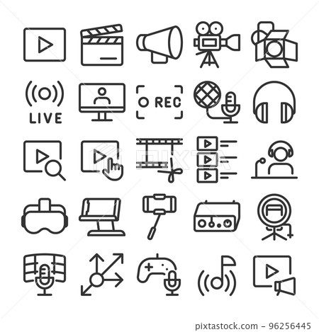 Video distribution production icon set 96256445