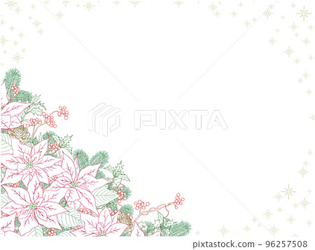 Poinsettia and Sankirai line drawing frame (2) (diagonal bottom, glitter, color) 96257508