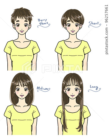 不同頭髮長度的女性插圖集 不同頭髮長度的女性插圖集 96257661