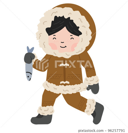 funny  Eskimo girl in flat design 96257791