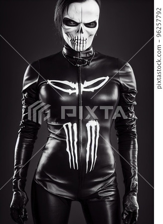 Mystical beautiful fictional woman with beautiful makeup. Gothic mystery girl. 3D rendering 96257792