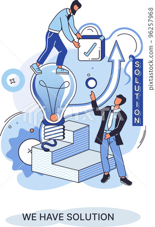 Solution as result of work of business team. Cooperation construction by agency group to create team 96257968