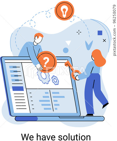 Solution as result of work of business team. Cooperation construction by agency group to create team 96258079