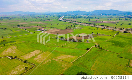 A verdant rural landscape, Kanchanaburi, Thailand 96258114
