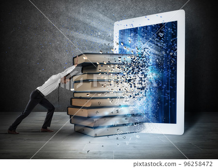 Reading books with an E-book Reading books with an E-book 96258472