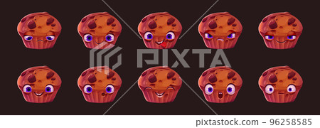 Emoji set with cute cake character Emoji set with cute cake character 96258585