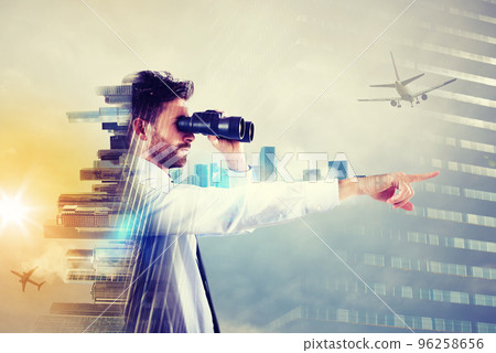 Businessman looking to the future Businessman looking to the future 96258656