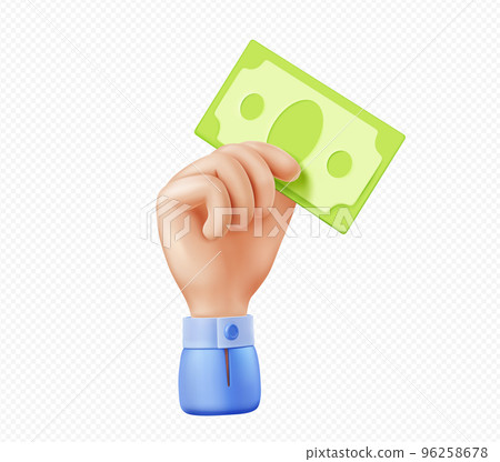 3d vector hand with money bill or dollar note 96258678