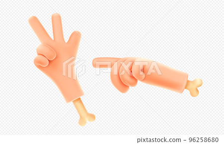 3d render hand gestures, palm with bone pointing 3d render hand gestures, palm with bone pointing 96258680