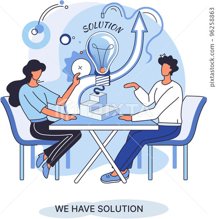 Solution as result of work of business team. Cooperation construction by agency group to create team 96258863