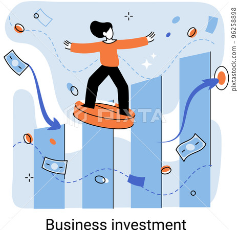Business investment metaphor. Investment capital profit and income multiplying. Buying shares and funds, modern economy 96258898