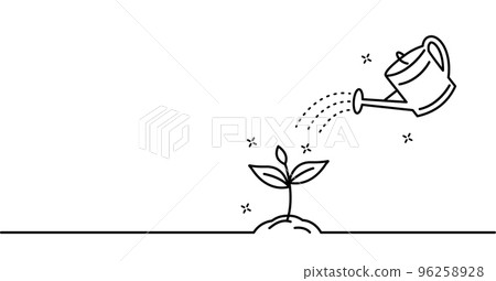 Watering can with plant. Concept of plant growth or business development. Watering can with plant. Concept of plant growth or business development. 96258928