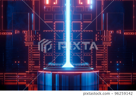 3d rendering empty neon sci fi podium for product display. 3d rendering empty neon sci fi podium for product display. 96259142