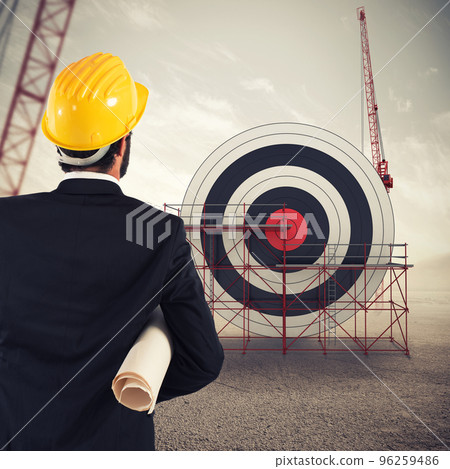 Architect builds a business target . Mixed media 96259486
