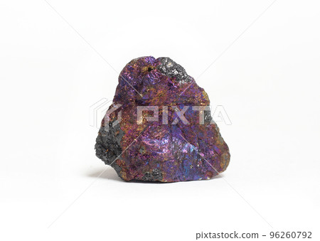 Peacock Ore Specimen Isolated on White Background Peacock Ore Specimen Isolated on White Background 96260792