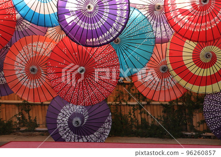 Production of colorful Japanese umbrellas Production of colorful Japanese umbrellas 96260857