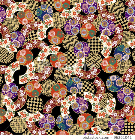 Japanese pattern - Seamless pattern of "Auspicious crest". Japanese pattern material. New Year's decorations. Japanese pattern - Seamless pattern of "Auspicious crest". Japanese pattern material. New Year's decorations. 96261041