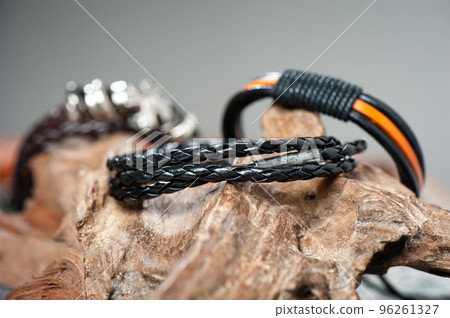 black braided leather bracelet black braided leather bracelet 96261327