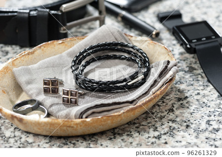 black braided leather bracelet 96261329