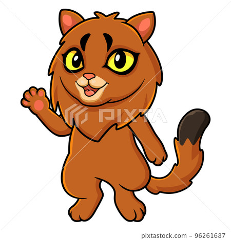 Cute somali cat cartoon waving hand 96261687