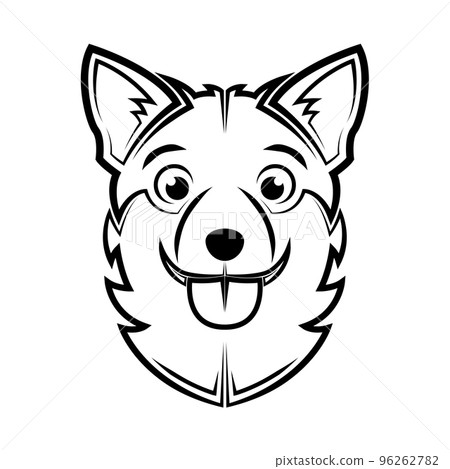 Black and white line art of dog head. Good use for symbol, mascot, icon, avatar, tattoo, T Shirt design, logo or any design 96262782