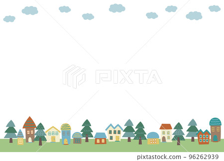 Scandinavian style Illustration background material of colorful houses and streets Scandinavian style Illustration background material of colorful houses and streets 96262939