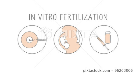 In vitro fertilization icon set. Linear simple illustration pregnancy and fertility. IVF fertilization signs. Vector In vitro fertilization icon set. Linear simple illustration pregnancy and fertility. IVF fertilization signs. Vector 96263006