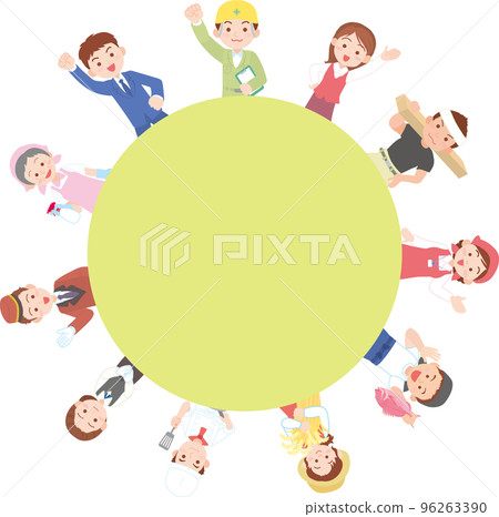 Working person _ Surprise from the circle _ Yellow green 96263390