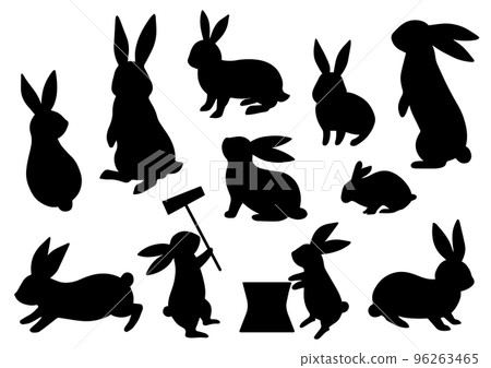 Mid-Autumn Moon Rabbit Silhouette Set 96263465