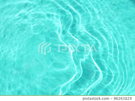 Realistic natural water wave overlay for background, blurred transparent blue color water surface texture with splashes and bubbles Realistic natural water wave overlay for background, blurred transparent blue color water surface texture with splashes and bubbles 96263829