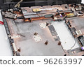 Closeup of disassembled laptop. 96263997