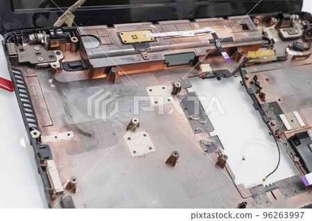Closeup of disassembled laptop. 96263997
