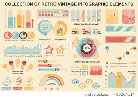 Bundle vintage infographic elements data visualization vector design template. Can be used for steps, business processes, workflow, diagram, flowchart, timeline, marketing icons, retro infographics. Bundle vintage infographic elements data visualization vector design template. Can be used for steps, business processes, workflow, diagram, flowchart, timeline, marketing icons, retro infographics. 96264114