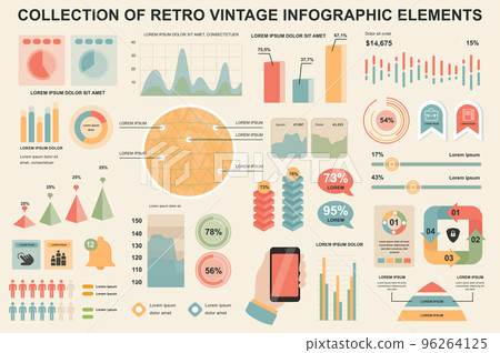 Bundle vintage infographic elements data visualization vector design template. Can be used for steps, business processes, workflow, diagram, flowchart, timeline, marketing icons, retro infographics. Bundle vintage infographic elements data visualization vector design template. Can be used for steps, business processes, workflow, diagram, flowchart, timeline, marketing icons, retro infographics. 96264125