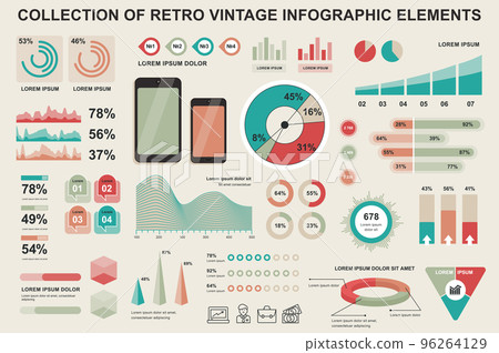Bundle vintage infographic elements data visualization vector design template. Can be used for steps, business processes, workflow, diagram, flowchart, timeline, marketing icons, retro infographics. Bundle vintage infographic elements data visualization vector design template. Can be used for steps, business processes, workflow, diagram, flowchart, timeline, marketing icons, retro infographics. 96264129