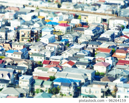 密集的住宅區傾斜移位西洋鏡風格 密集的住宅區傾斜移位西洋鏡風格 96264159