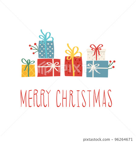 Different Colorful gift box with ribbon Christmas post card Different Colorful gift box with ribbon Christmas post card 96264671