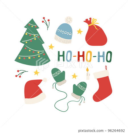 Christmass set of stickers hat, mitten and socks 96264692