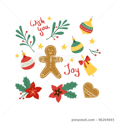 Christmass set of stickers patch, omela, jingle bell and cookies 96264693
