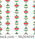 Christmas tree ball toy on cute holiday pattern 96264699