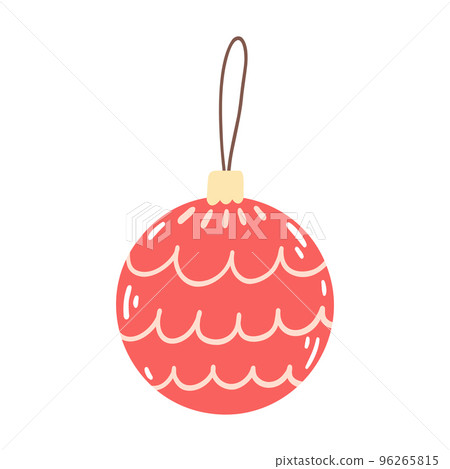 Christmas tree toy in cartoon flat style. Hand drawn vector illustration of New Year decoration 96265815
