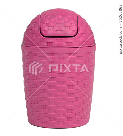 Small pink plastic bin isolated Small pink plastic bin isolated 96265865