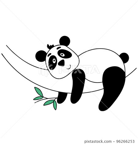 Cute panda character lies on tree isolated vector illustration 96266253
