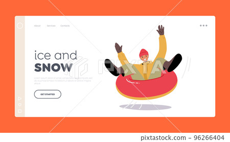 Active Outdoor Fun Landing Page Template. Winter Holidays Fun and Recreation Concept. Happy Character Riding Sled Active Outdoor Fun Landing Page Template. Winter Holidays Fun and Recreation Concept. Happy Character Riding Sled 96266404